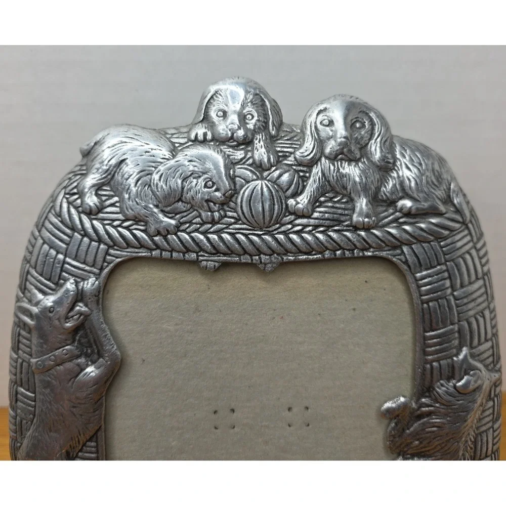 Vintage 1987 Arthur Court Puppy Dog Frame 5x7 Photo‎ Size Silver Aluminum Alloy